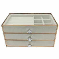 White & Gold 3-Tier Jewelry Box by Ashland®