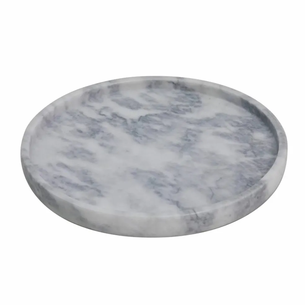 12" White & Gray Round Marble Candle Tray by Ashland®