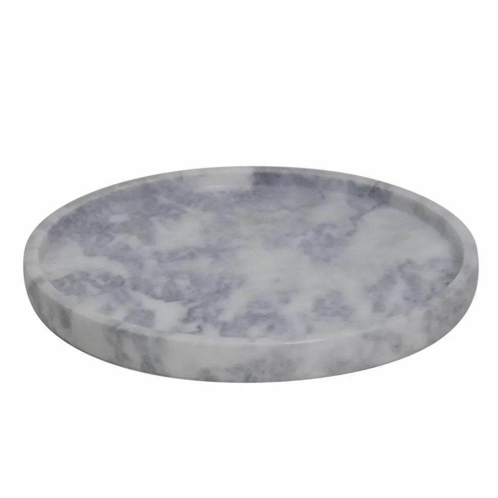 12" White & Gray Round Marble Candle Tray by Ashland®