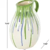 11" White, Green & Blue Drip Design Ceramic Vase with Handle