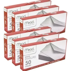 White Gummed Business Envelopes, 4 1/8 x 9 1/250#10, 50 Per Pack, 10 Packs