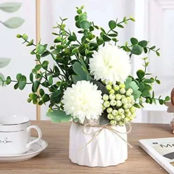 White Hydrangea & Eucalyptus Arrangement: Artificial Elegance
