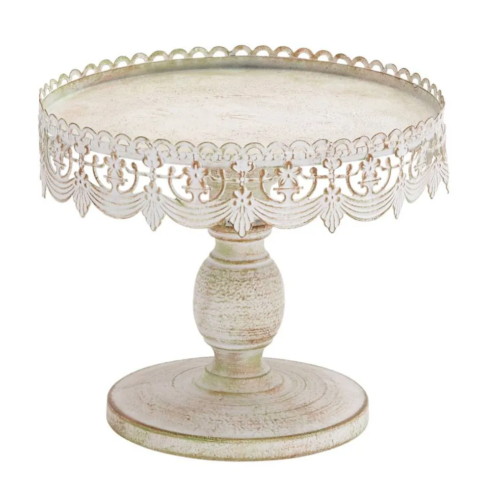 White Iron Farmhouse Cake Stand, 9" x 10" x 10"