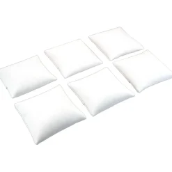 6 White Leather Bracelet Watch Pillow Jewelry Displays 3"