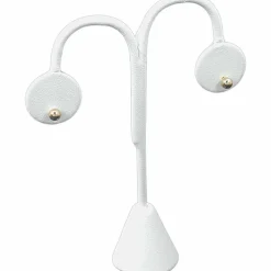 White Leather Earring Tree Display Stand Jewelry 4.75"