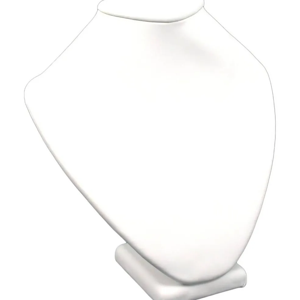2 White Leather Necklace Busts Jewelry Displays 6.5"