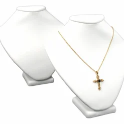 2 White Leather Necklace Busts Jewelry Displays 6.5"