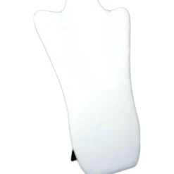 2 White Leather Padded Necklace Pendant Bust Showcase Displays 14 1/8"