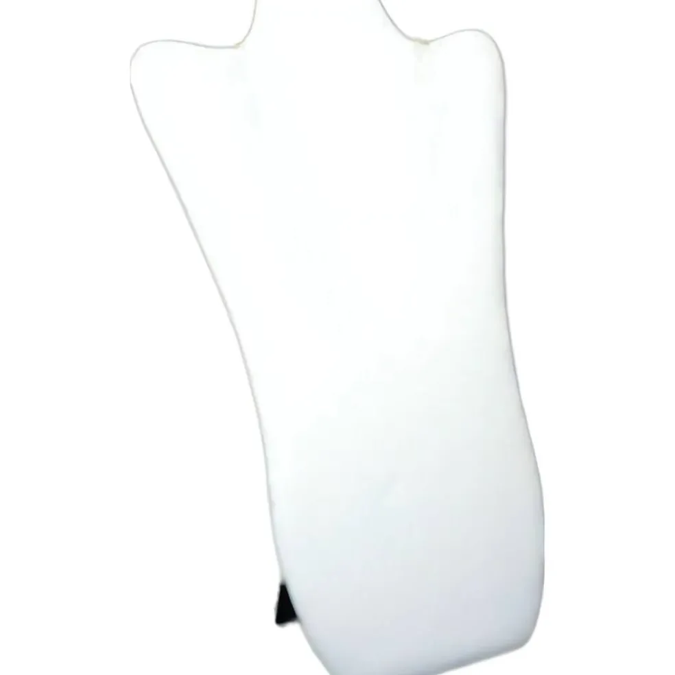 2 White Leather Padded Necklace Pendant Bust Showcase Displays 14 1/8"