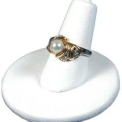 3 White Leather Ring Finger Display Jewelry Showcase