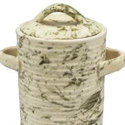 12" White Marble Ceramic Container by Ashland