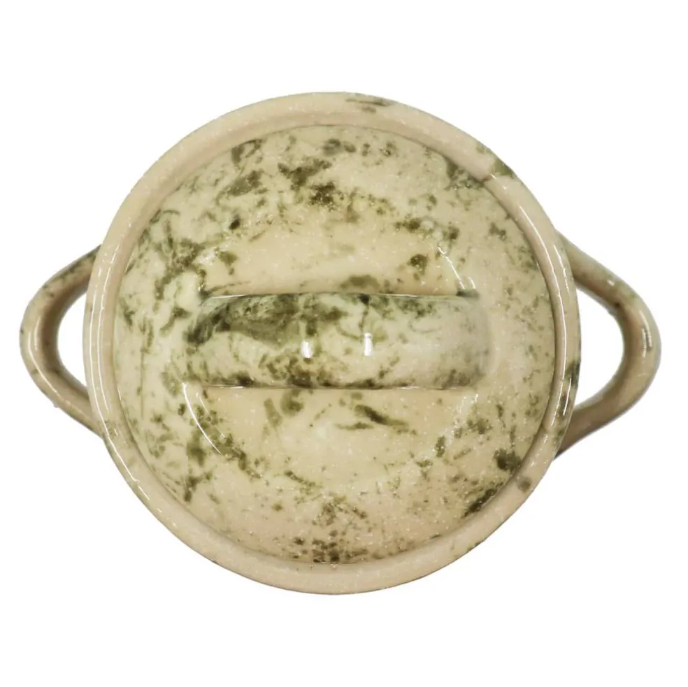 12" White Marble Ceramic Container by Ashland