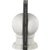 7" White Marble Globe Sleek Orb Decorative Bookends, 2ct.