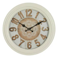 White Metal Farmhouse Wall Clock, 14" x 14" x 3"