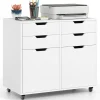 White Mobile Filing Cabinet MDF 4 Drawer Storage Office Organizer