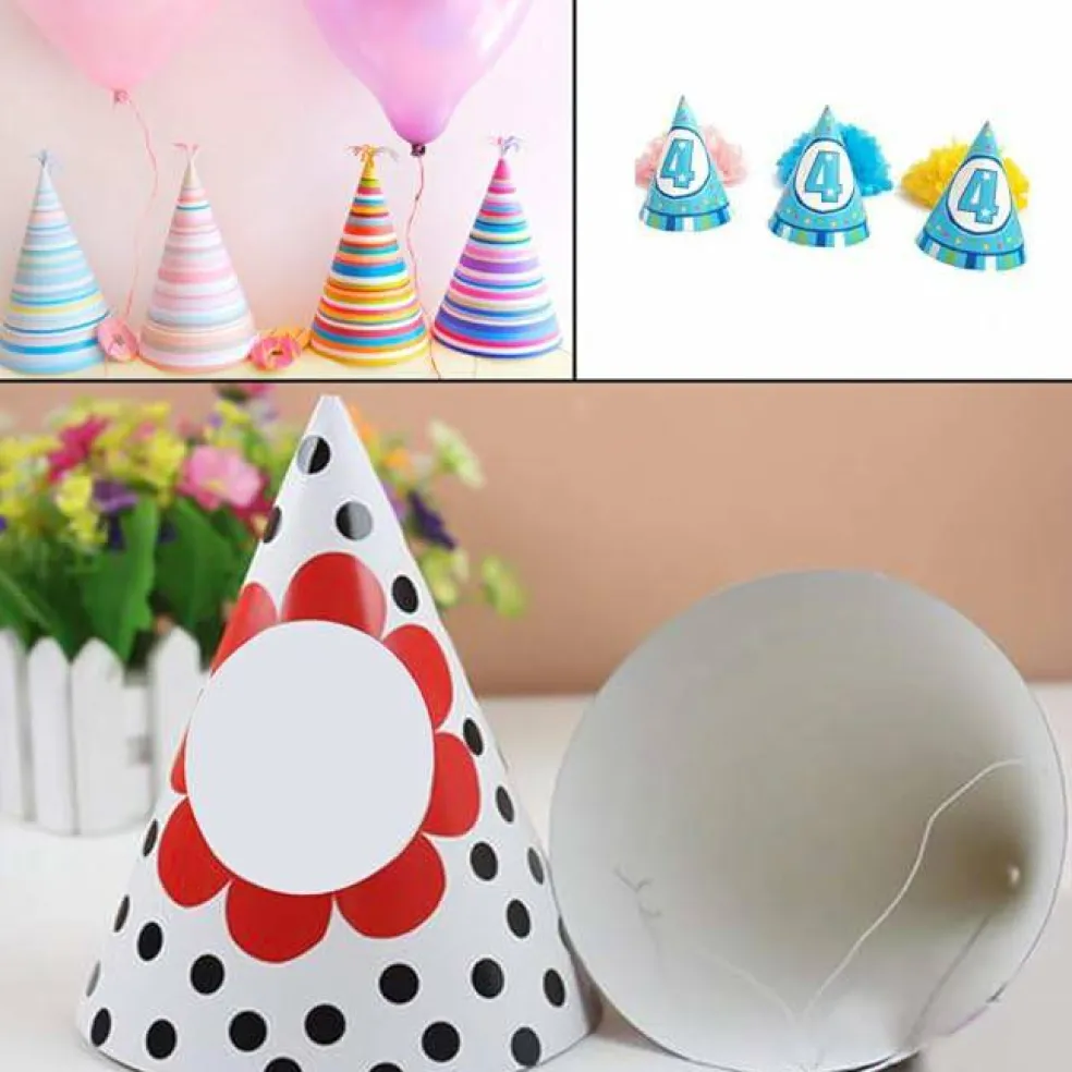 White Party Cone Hats with String, Paintable DIY Craft Hats for Kids, Classroom & Party Crafts, 12 Pack
