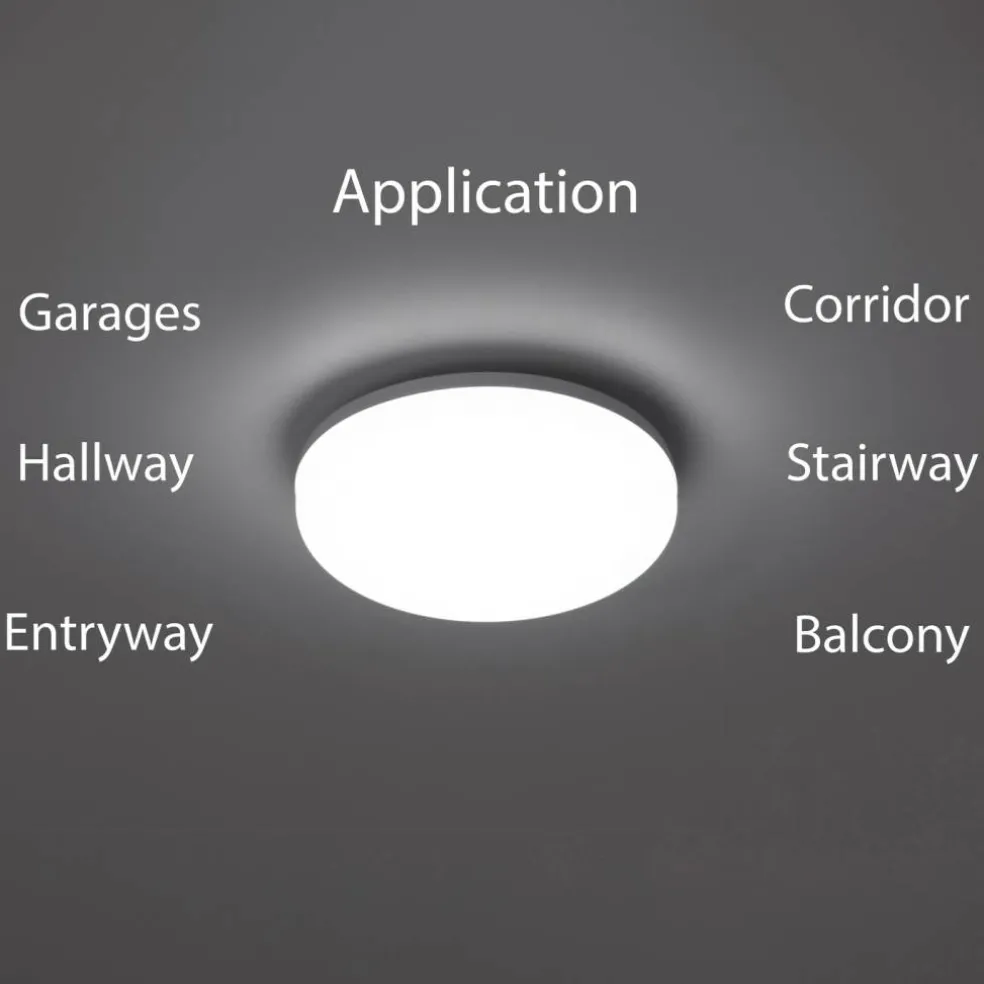White Plastic 6 in Round LED Ceiling Light Fixture for Entryway, Office, Outdoor, 6500K Daylight, 2000lm 20W