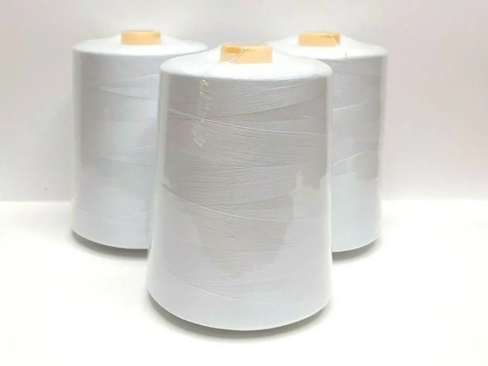 White Polyester Overlock Sewing Machine Threads