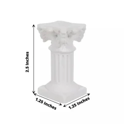 6 White Resin Mini Roman Column Taper CANDLE HOLDERS Set Party Events Supplies
