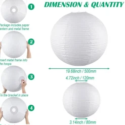 White Round Paper Lantern, 19.68