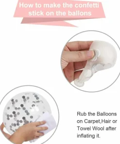 White Silver Confetti Latex Balloons, 50 Pack 12inch Silver Metallic Chrome Party Balloon Set with Silver Ribbon for Wedding Birthday Baby Shower Decorations