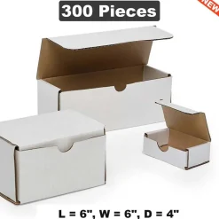 White Tab Lock Shipping Boxes 8 1/4" x 8 1/4" x 1 3/4" Packaging Solution