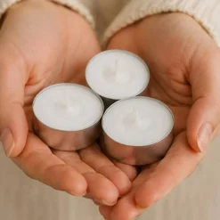 White Tea Light Candles Unscented Wax Votives Set - 50 Pack