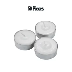White Tea Light Candles Unscented Wax Votives Set - 50 Pack