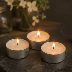 White Tea Light Candles Unscented Wax Votives Set - 50 Pack