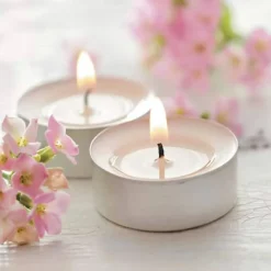 White Tea Light Candles Unscented Wax Votives Set - 50 Pack