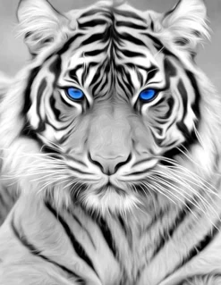 White Tiger 5D Diamond Painting Kit for Adults – Full Drill Rhinestone Art, DIY Gem Craft, 11.8x15.7 Inch Wall Décor & Gift