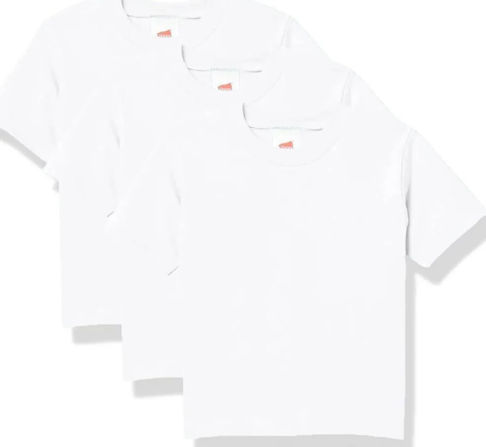 White T-Shirts Size 2-4, 3 Pack Plain Short Sleeve Shirts for Kids Crafts, Tie Dye & Classroom Projects