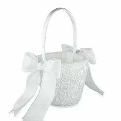 White Vintage Lace Flower Basket by Celebrate It™