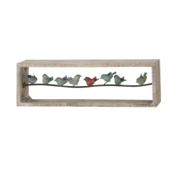 Whitewashed Wood Farmhouse Birds Wall Accent