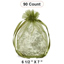 Wide Round Flat Bottom Organza Bags 6 1/2'' x 7'' for Luxurious Wrapping