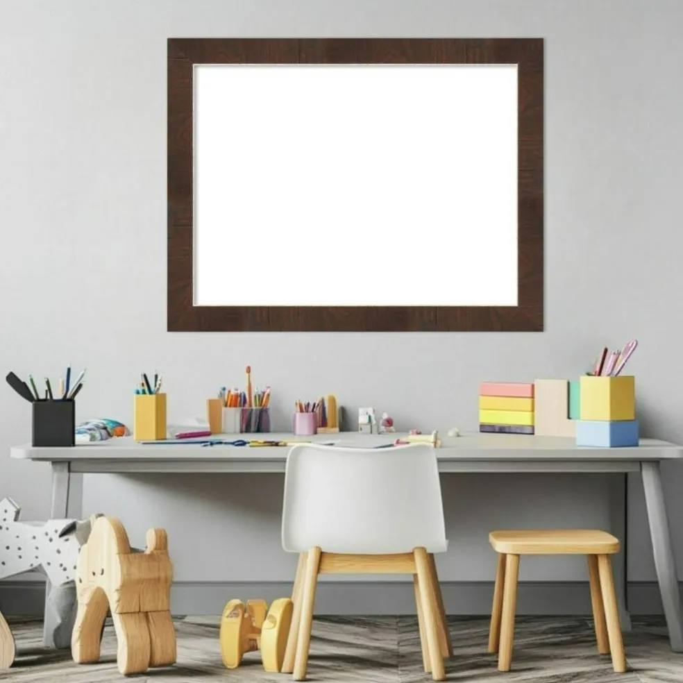 Wildwood Brown Narrow Framed Dry Erase Magnetic Board
