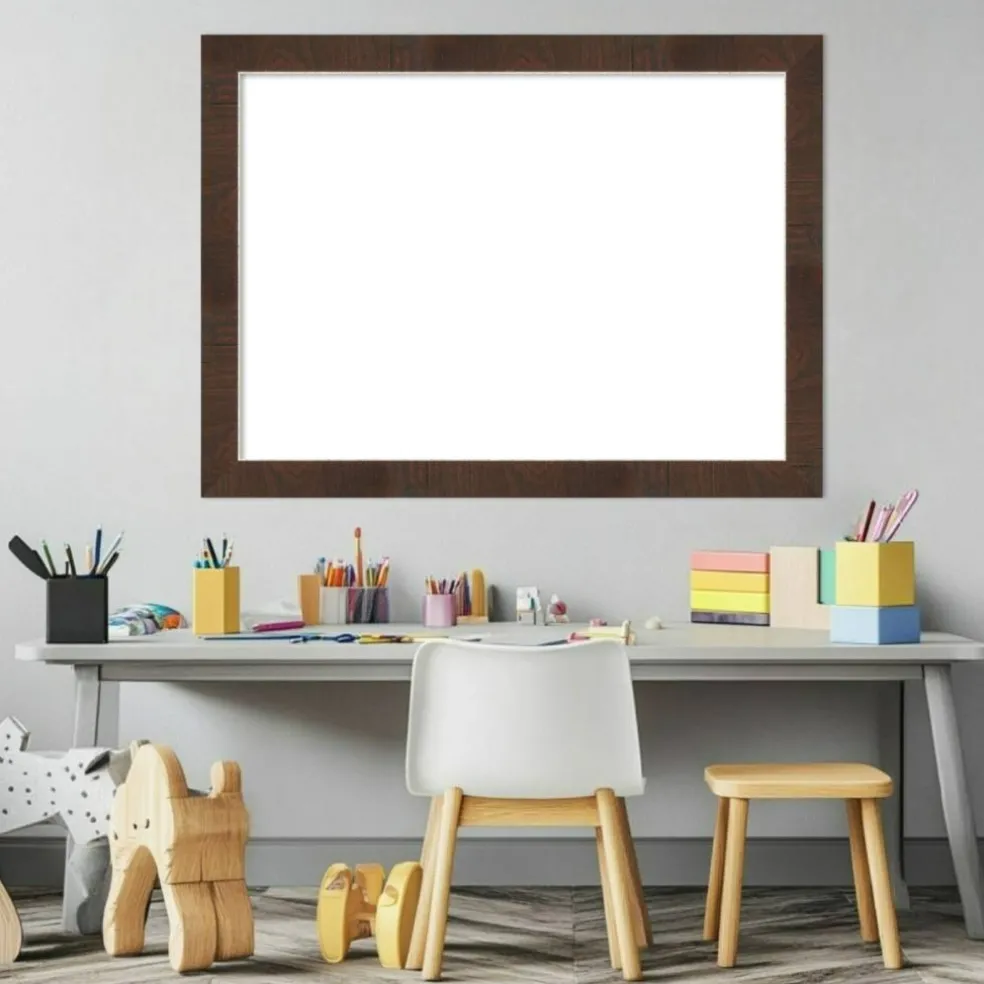 Wildwood Brown Narrow Framed Dry Erase Magnetic Board
