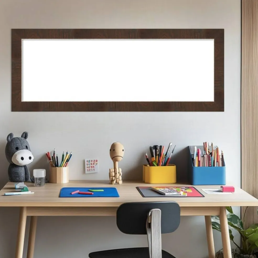 Wildwood Brown Narrow Framed Dry Erase Magnetic Board