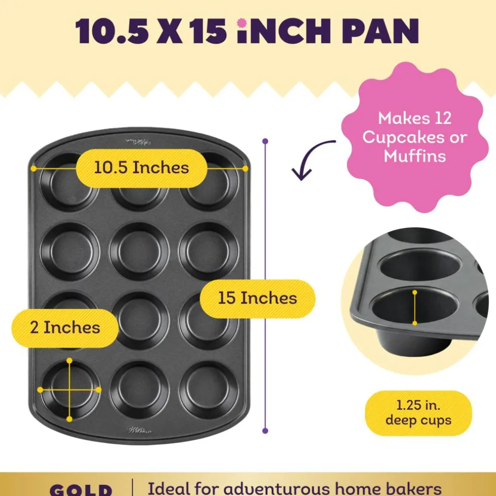 Wilton® Gold Non-Stick Bakeware 12 Cup Muffin Pan