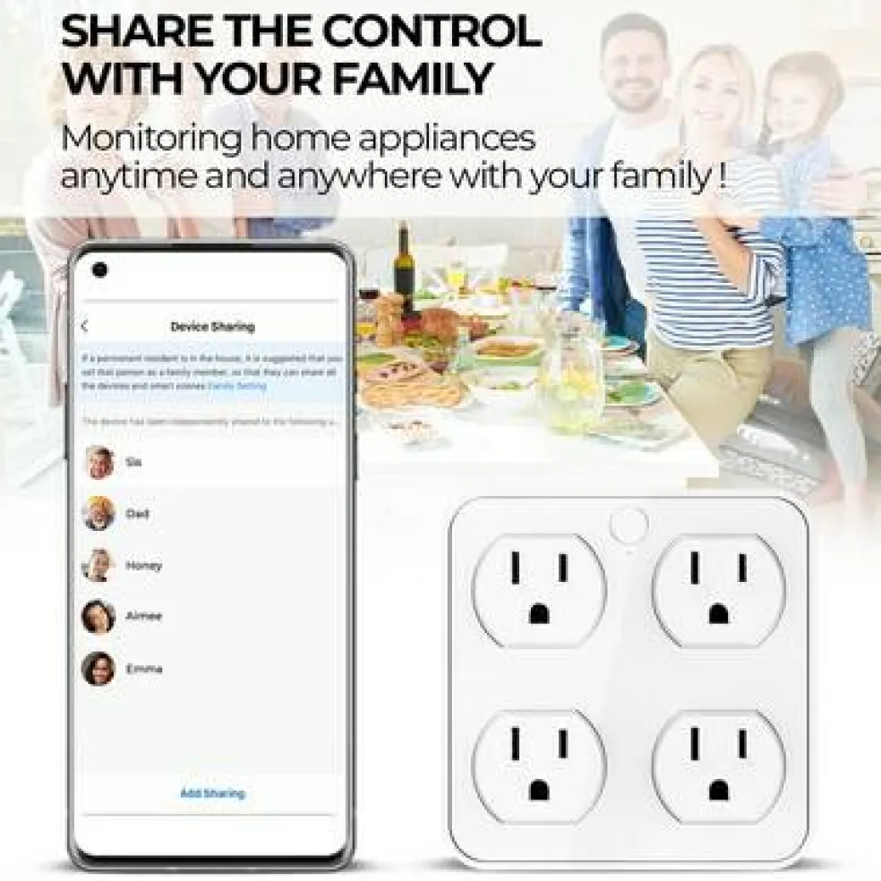 Wireless Wall Tap Smart Plug (4 Outlets,4 USB Ports) - WTP110