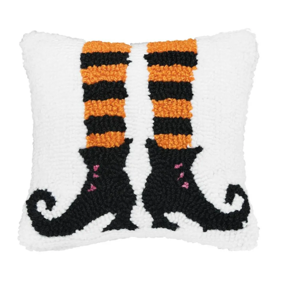 Witch Shoes Halloween Hooked Small/Petite Accent Pillow, 8" x 8"