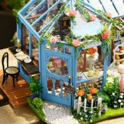 Wizardi Miniature Roombox: Rose Garden Tea House Dollhouse Kit