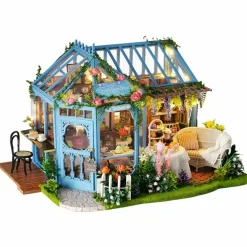 Wizardi Miniature Roombox: Rose Garden Tea House Dollhouse Kit