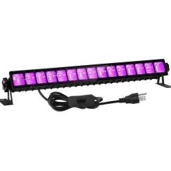 36W LED Black Light Bar, Premium Flood Light with Plug+Switch+5ft Cord, Light Up 21x21ft Area, for Halloween Glow Fluorescent Party Bedroom Game Room Body Paint Stage Lighting