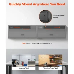 27.5W Metal Wall Cabinet with Up-Flip Door, Garage Storage Organizer Floating