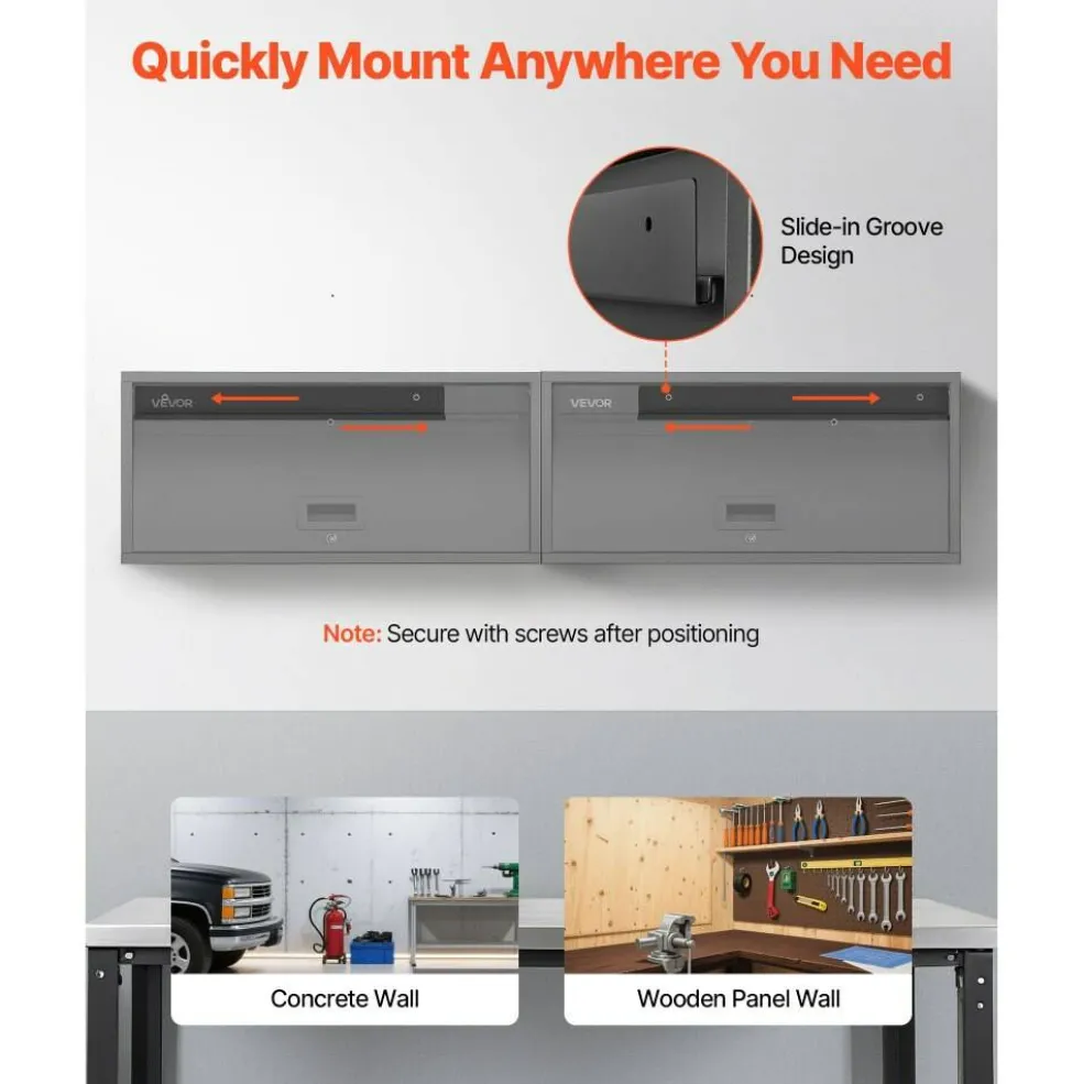 27.5W Metal Wall Cabinet with Up-Flip Door, Garage Storage Organizer Floating
