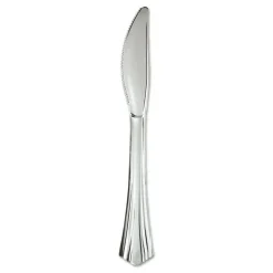 WNA 7 1/2 in. Reflections Design Heavyweight Plastic Knives - Silver (600/Carton)