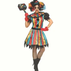Womens Multicolored Carny Clown Costume