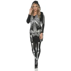 Women's Skeletal Hoodie Dress Costume