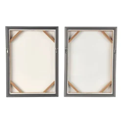 Wooden Geometric Mixed Media Home Wall Décor with Black Frames, Pack of 2